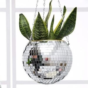 New Disco ball planter silver mirror hanging room decor